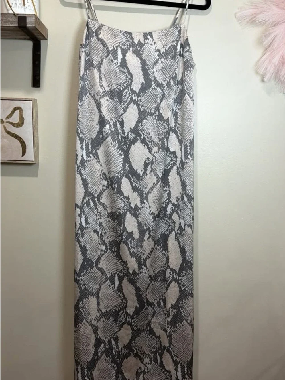 H&M Snake-Print Slip Dress in Gray and White